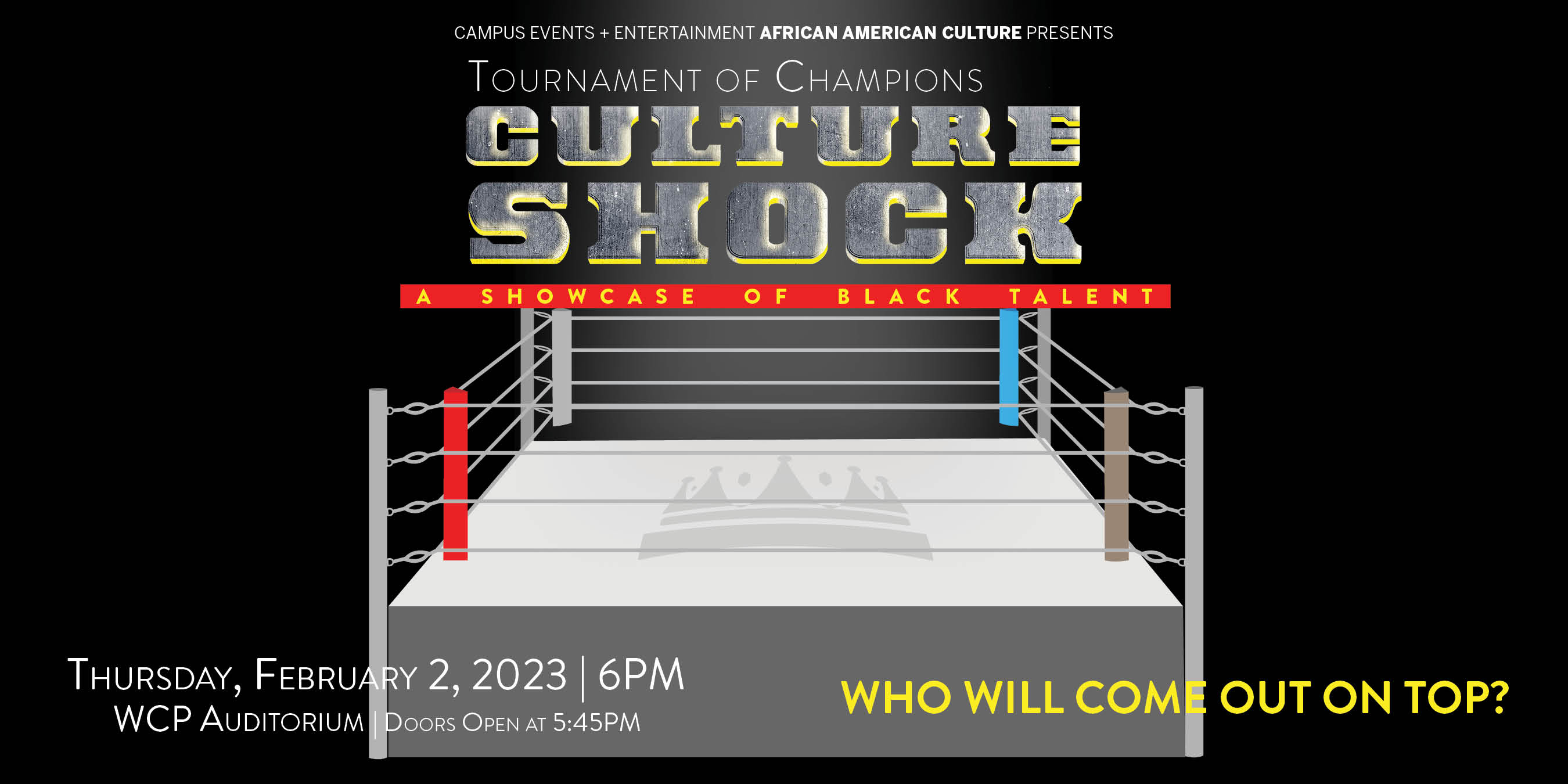 Wrestling ring with Culture Shock written above it