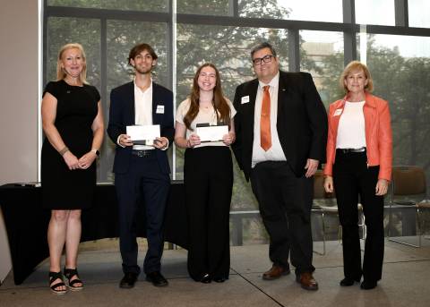 GRASP award winners Jackson Burford and Sienna Rossmiller with staff