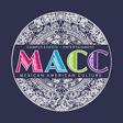 "MACC Mexican American Culture" in colorful text on top of an aztec calendar