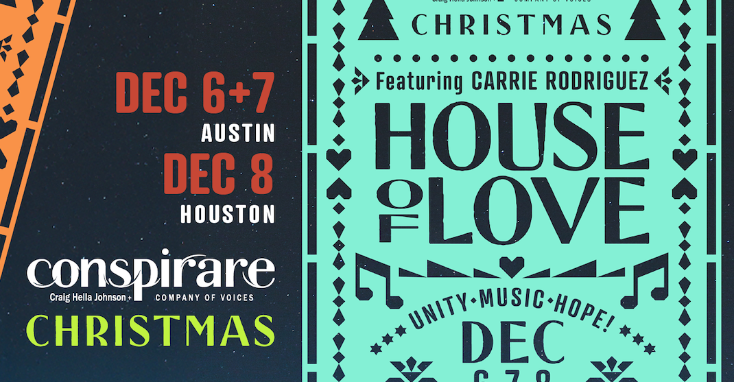 Conspirare Graphic with the Conspirare event name and stylized tickets