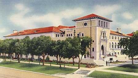 Texas Union historic postcard image of the Texas Union