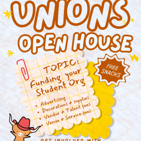 Unions Open House graphic with start time and info