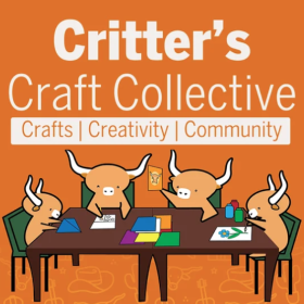 Critters Craft Collective Text and small longhorns at table