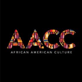 AACC logo features the letters AACC in kente print on a black background