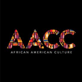 AACC logo features the letters AACC in kente print on a black background
