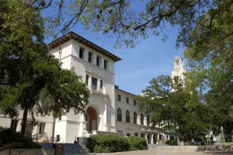 An image of the south entrance of the Texas Union