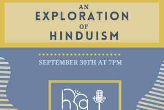 Image with detail about HSA and DS's collaborative event, "An Exploration of Hinduism"