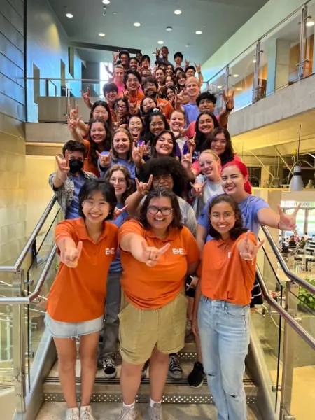 students on a set of stairs