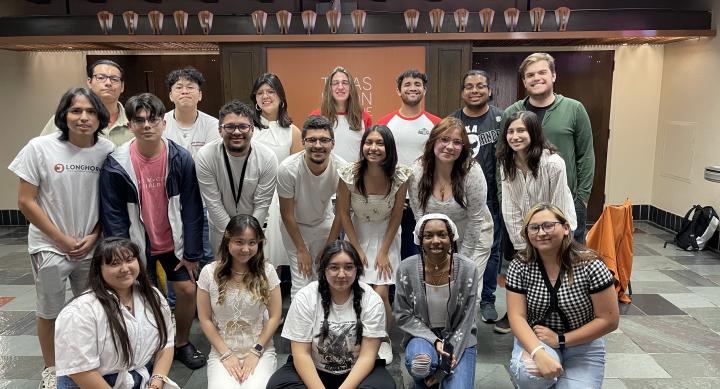 students posed in front of the Union Theater