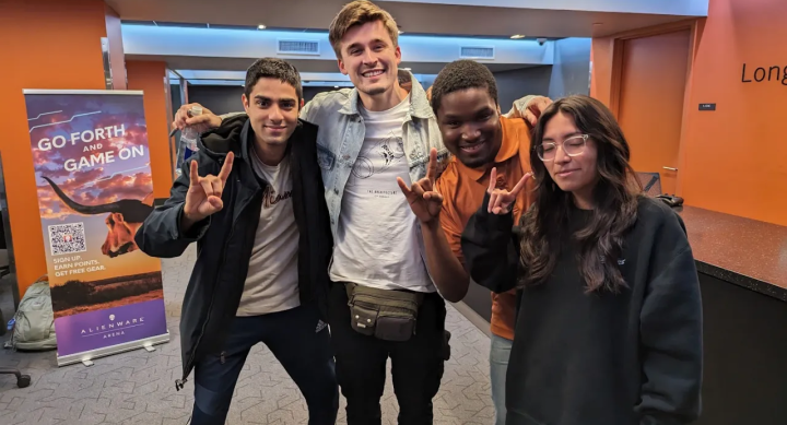 Students hanging out with streamer Ludwig in the Arena 