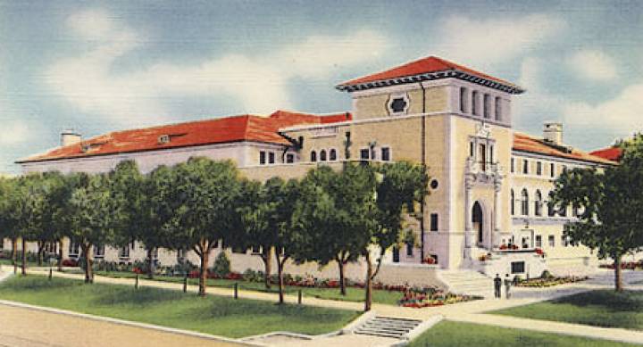 historic postcard image of the Texas Union